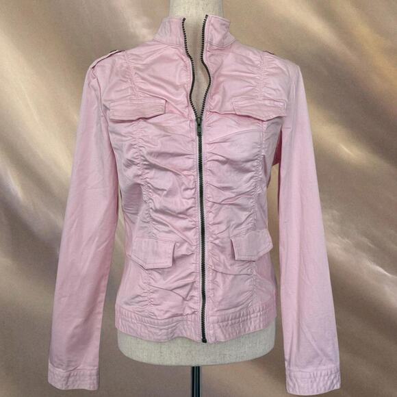 Baby Pink Y2K Ruched Cotton Utility Jacket - Preppy / Indie / Glam - NWT - Picture 1 of 6